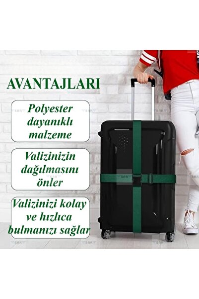 SAR 3 Adet Valiz Bavul Emniyet Kemeri Haki