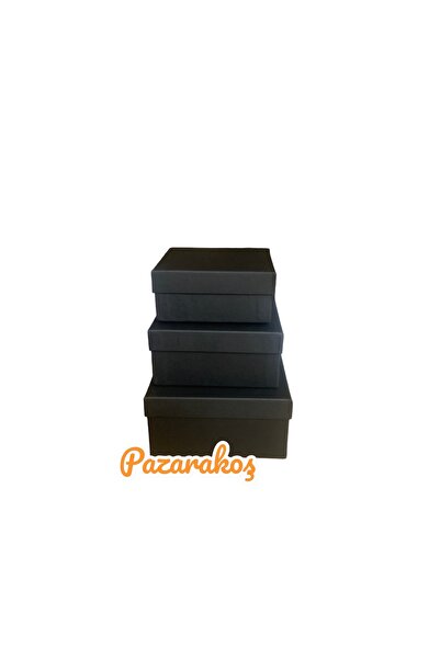 PAZARAKOŞ Hediye  kutusu  siyah 3 lü set
