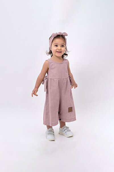 MODAMBEBEK Kız Çocuk Bandanalı Yandan Bağlama Detaylı Bol Paça Tulum