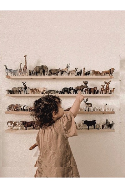 hommy Zoo Doğal Masif Ahşap Montessori Raf