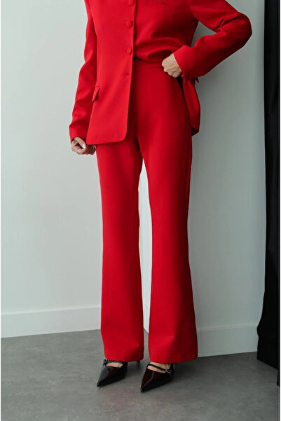 My Blog Rotes Premium-Jacken-Hose-Set mit rundem Kragen