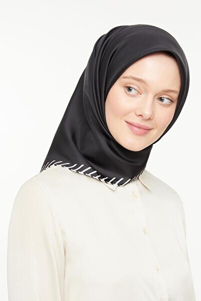 Levidor Siyah Twill Saf Ipek Eşarp