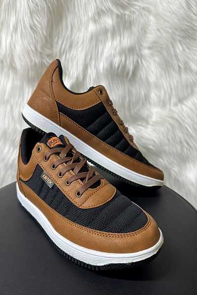 İmerShoes Pantofi de sport casual pentru bărbați, maro, negru, cu șireturi, plasă confortabilă, respirabili, pentru mers 014