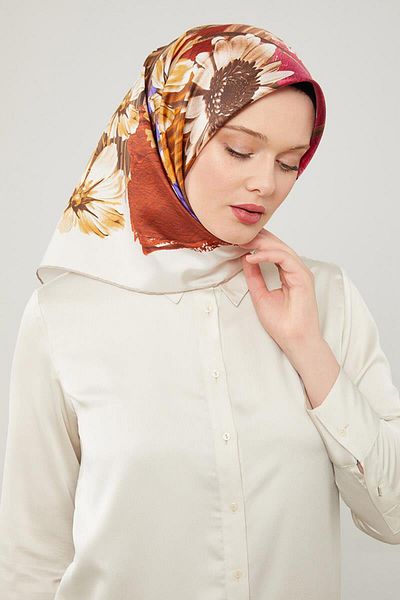 Levidor Μοτίβο λουλουδιών καφέ γάλακτος Pure Pure Silk