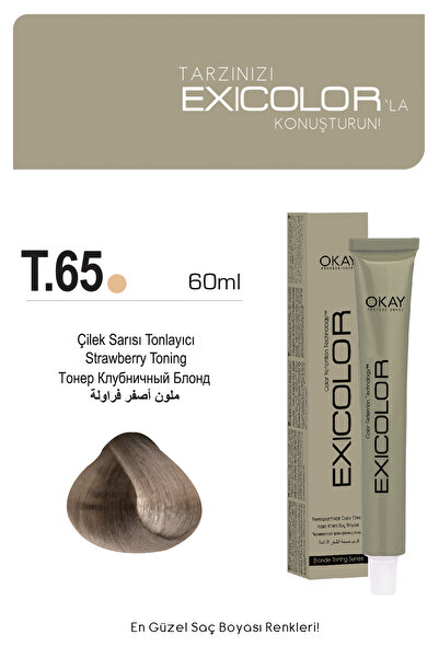 Exicolor Tonlayıcı T.65 ÇİLEK SARISI Kalıcı Krem Saç Boyası 60ml