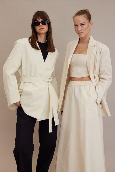 Manuka ΣΤΥΛ ΚΙΜΟΝΟ ΓΕΜΙΣΤΟ BLAZER JACKET VANILLA