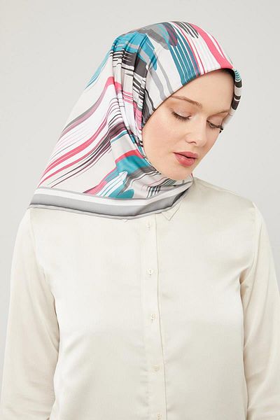 Levidor Κασκόλ με γκρι ριγέ μοτίβο με τάση Twill