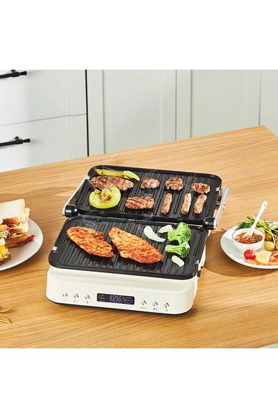 Karaca Stainless Steel Body 2 in 1 Fireproof Non-Stick Ceramic Coating Digital Grill and Toaster