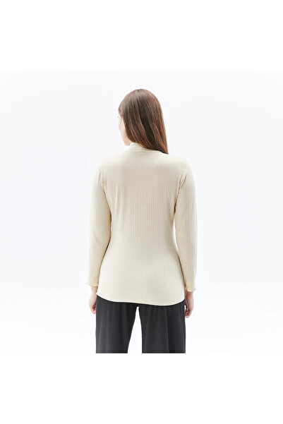 defys Women's Stand Collar Long Sleeve T-shirt Ecru