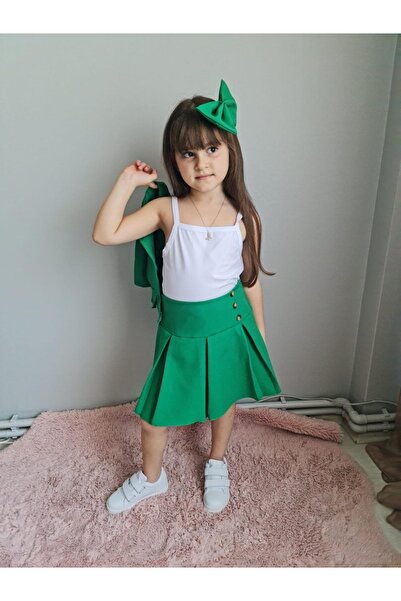 Bisahane Girl's Jacket Badi Skirt and Buckle Set 4 Pieces