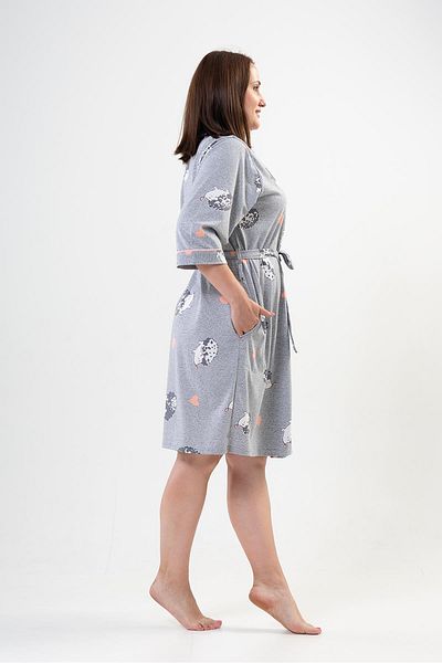 VİENETTA Γυναικεία ρόμπα Capri Sleeve Grey Melange μεγάλου μεγέθους C0T8N0402