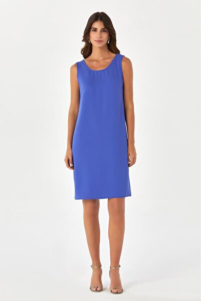 İKİLER Sırt Dekolteli Kolsuz Elbise 024-4012