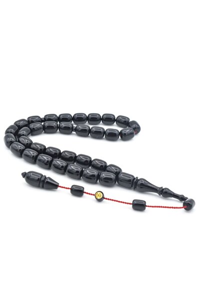 Murty99 Ahmet Eryılmaz Signed Capsule Cut Black Squeezed Amber Rosary