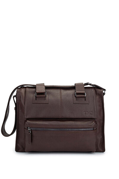 Tamer Tanca Erkek Hakiki Deri Kahverengi El Çantası