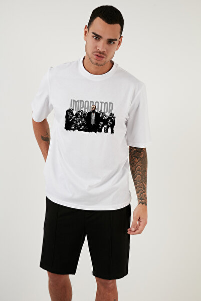 offsidesign Oversize White Men's T-Shirt Emperor Fatih Term Design Printed Sh...