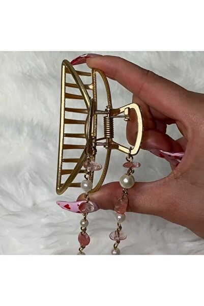 Elifsu Jewelry Doğal Taş Sarkıntılı Metal Mandal Toka