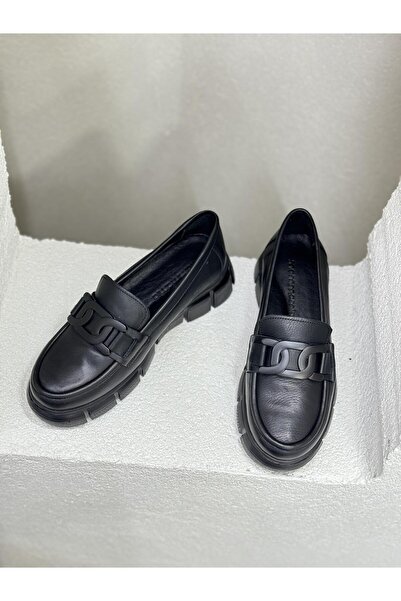 Mammamia D24YA-3430 ÖNÜ TOKALI 4CM DOLGU TABAN LOAFER AYAKKABI KADIN