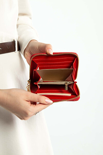 Tamer Tanca Women's Genuine Leather Red Daily Wallet