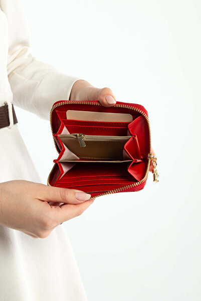 Tamer Tanca Women's Genuine Leather Red Daily Wallet