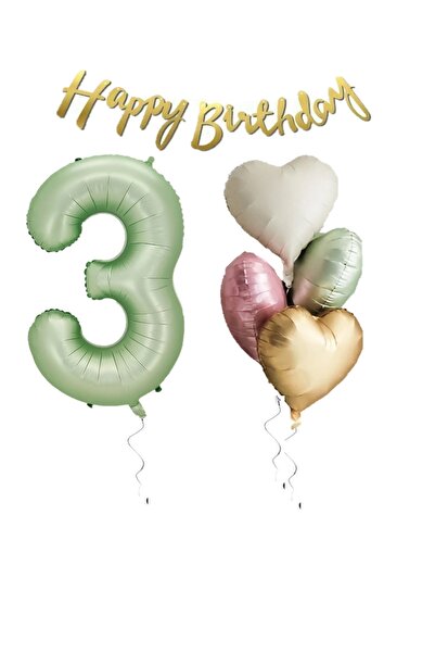 STAR PARTY بالون قلب ذو لون أخضر مائي مع مجموعة عيد ميلاد مكتوبة لعيد الميلاد...