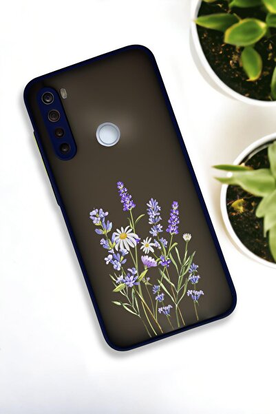 mooodcase Xiaomi Redmi Note 8 Uyumlu Lavender Desenli Buzlu Şeffaf Lüx Telefon Kılıfı