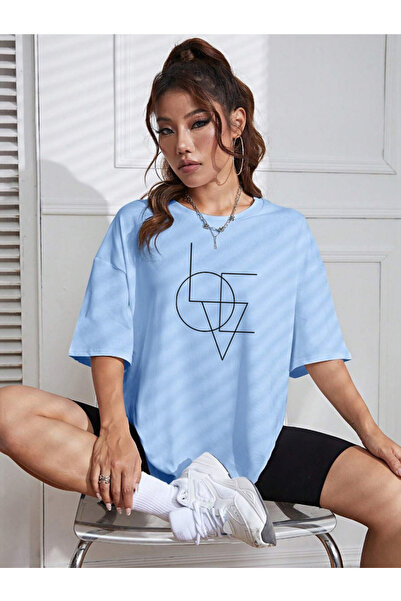 offsidesign Γυναικείο μπλουζάκι Oversize LOVE Minimal Design Μπλουζάκι με στά...