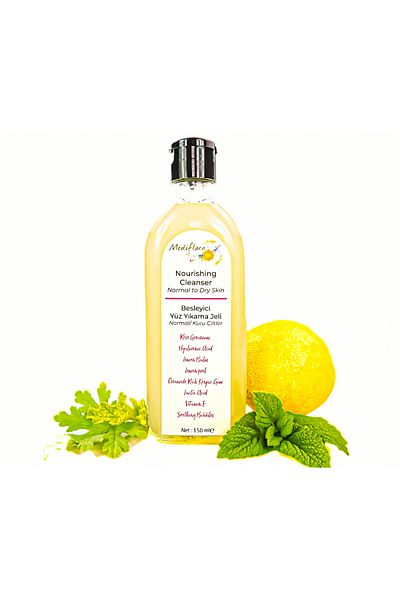 Mediflora Nourishing Face Wash Gel - Geranium Water & Hyaluronic Acid & Natural Ceramides for Normal/Dry Skin