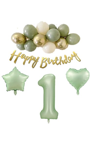 BEST PARTİ DOĞUM GÜNÜ PARTİ SÜSLERİ 1 Yaş Happy Bırthday Yazılı Banner Su Yeş...