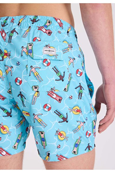 WESTMARK LONDON Ανδρικά σορτς κολύμβησης Blue Pool με τύπωμα Regular Fit WMICON