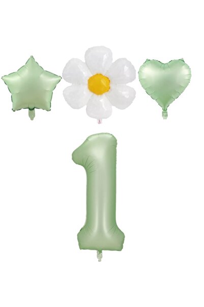 RÖNESANS PARTİ مجموعة بالونات من رقائق النجوم والقلب والبابونج باللون الأخضر ...