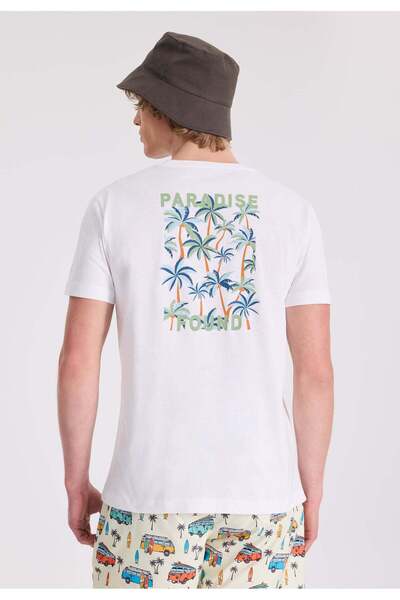 WESTMARK LONDON White Front and Back Printed Crew Neck Organic Cotton Regular Fit Men's T-Shirt WMBACK PARADISE