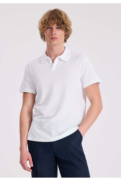 WESTMARK LONDON Λευκό γιακά πόλο Terry ύφασμα από οργανικό βαμβάκι κανονική εφαρμογή Ανδρικό μπλουζάκι BREEZE TOWELLING