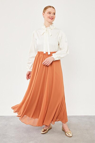 Levidor Tan Flared Skirt - Elastic Waist