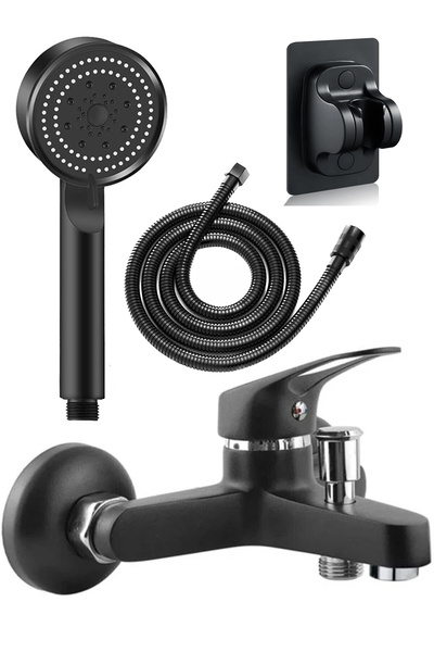 Syronea Siyah Mix Banyo Bataryası Musluk Yapışkan mafsallı Fonksiyonlu Duş Ba...