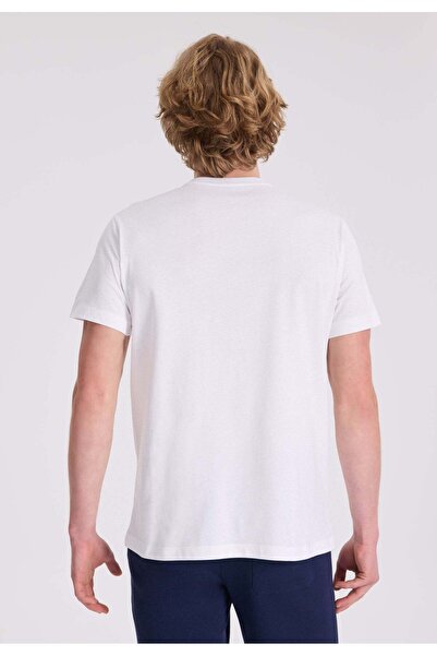 WESTMARK LONDON Λευκό εμπριμέ ανδρικό μπλουζάκι από οργανικό βαμβάκι με κανονική εφαρμογή WMVACA PUNTA CANA