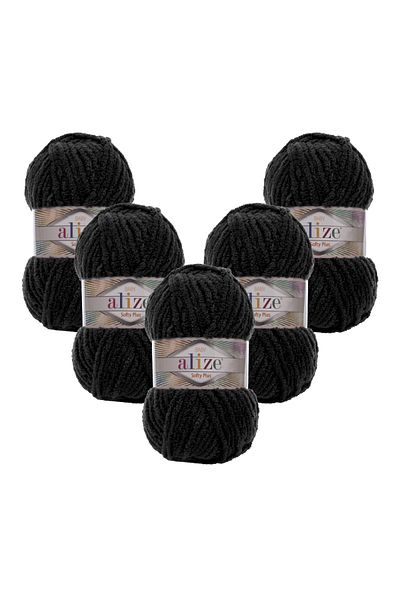 Alize Softy Plus 5 τεμαχίων 60 μαύρα νήματα πλεξίματος χειρός