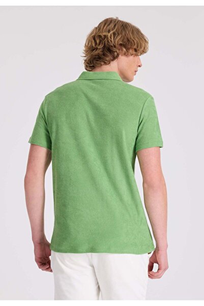 WESTMARK LONDON Green Polo Collar Organic Cotton Terry Fabric Regular Fit Men's T-Shirt BREEZE TOWELLING