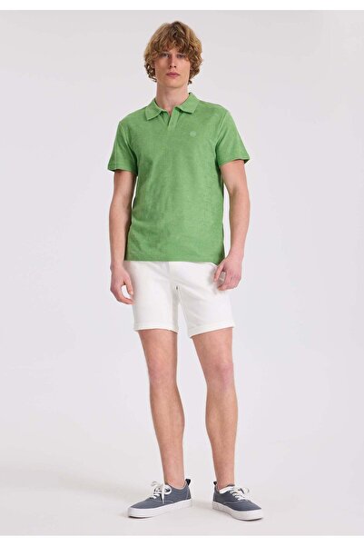 WESTMARK LONDON Green Polo Collar Organic Cotton Terry Fabric Regular Fit Men's T-Shirt BREEZE TOWELLING