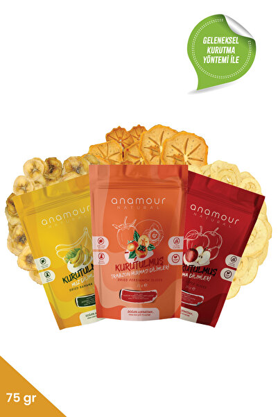 Anamour Natural Keyif Mini Paketi (Şeker İlavesiz) - Hurma - Muz - Elma Kurus...