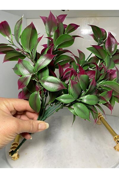 elif aksesuar مجموعة نباتات صناعية من أوراق الليمون الأحمر