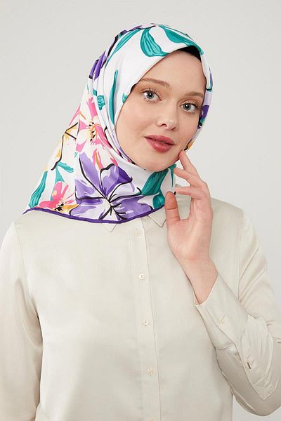 Levidor Μωβ Αζαλέα με μοτίβο λουλουδιών Trend Twill κασκόλ