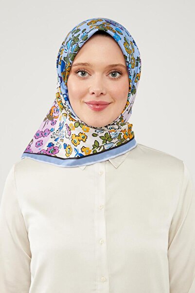 Levidor Bebe Mavisi Mine Çiçeği Trend Twill Eşarp