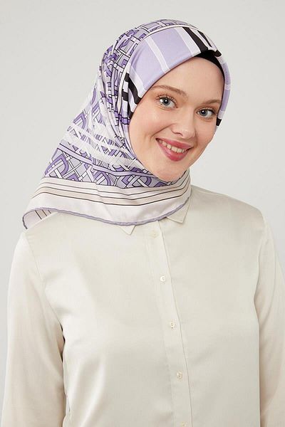 Levidor Λιλά εμπριμέ κασκόλ Twill - Σχέδιο γραμμάτων