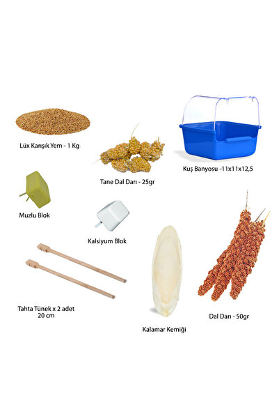 Wahw Pet Kuş Kafes İhtiyaç Seti 8 Parça - M2