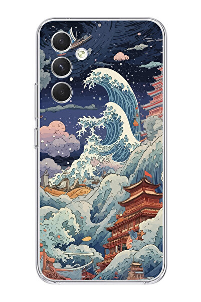 Magic Ring حافظة هاتف شفافة بنمط كاناجاوا ويف كولاج متوافقة مع هاتف سامسونج ج...