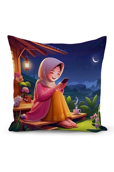 Bertille Home Husă de pernă cu imprimare digitală pe două fețe din seria Ramadan (Husă de pernă Ramadan)