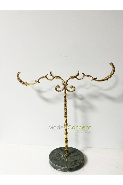 Modestmar Natural Green Marble Footed Bathroom Hand Towel Holder Silver Brass Towel Holder, Stick Brass Towel Holder
