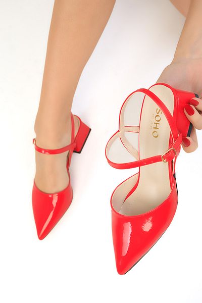 SOHO Red Patent Leather Women's Classic Heeled Shoes 19064