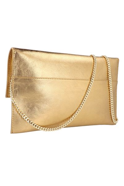 Patrizia Pepe Fly Metallic Clutch Tasche Leder 27 cm