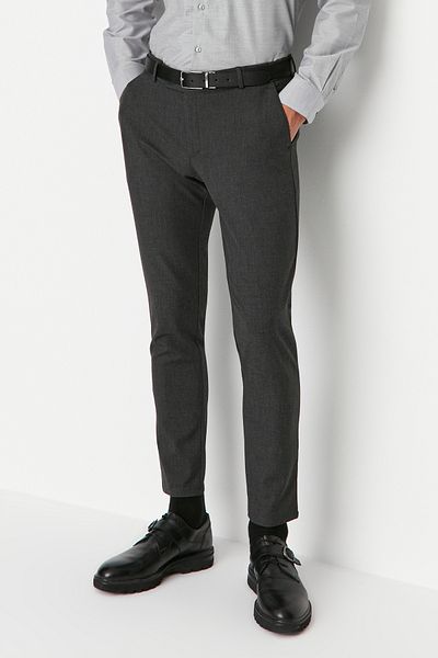 Trendyol Collection Антрацитові вузькі брюки-чинос італійського крою TMNAW23PL00034